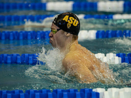 Leon Marchand Leads Arizona State Men Over USC Trojan Women Win