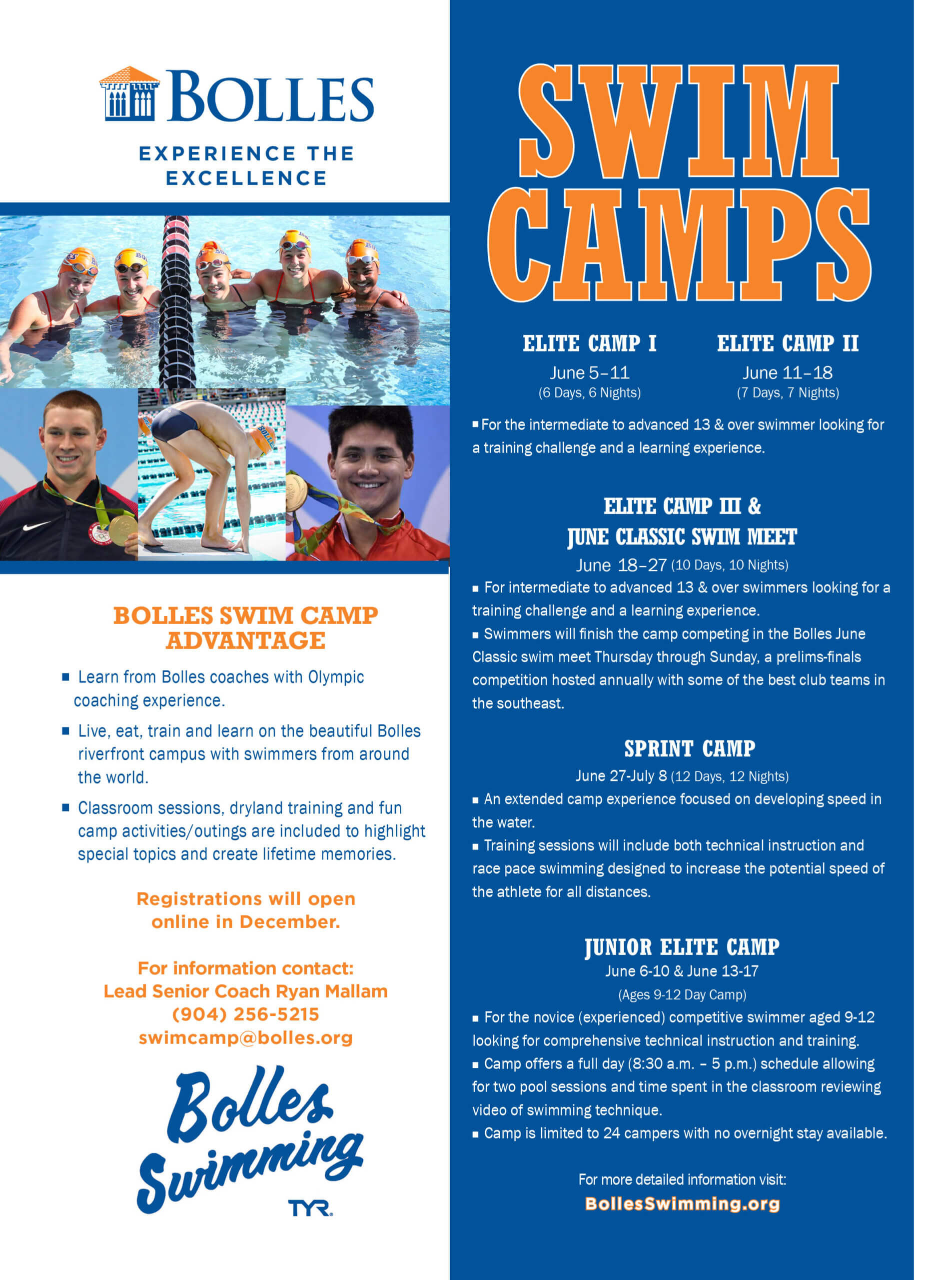 Swim Camp ad 2022 Bolles School 