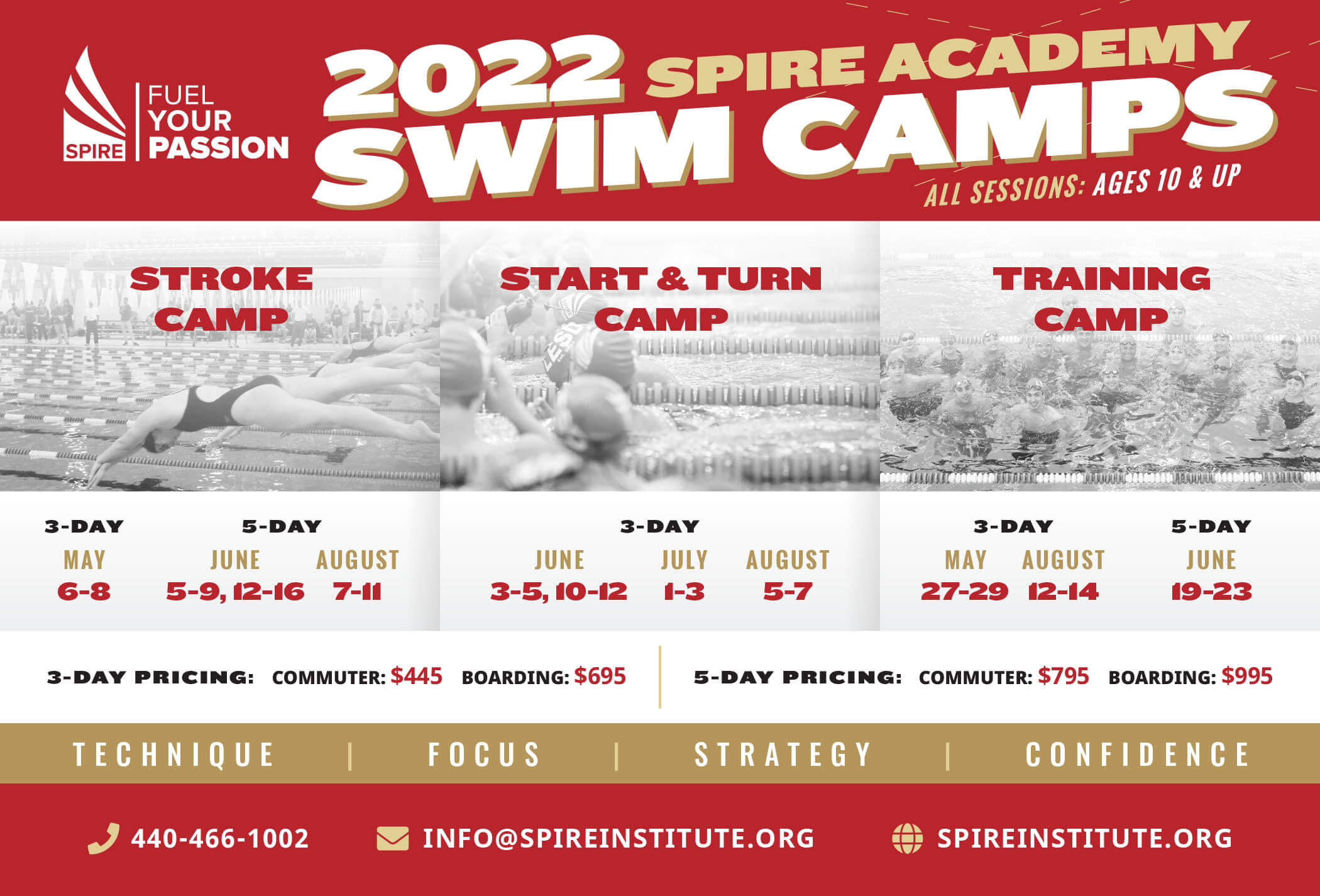 Swim Camp ad 2022 Spire Academy 