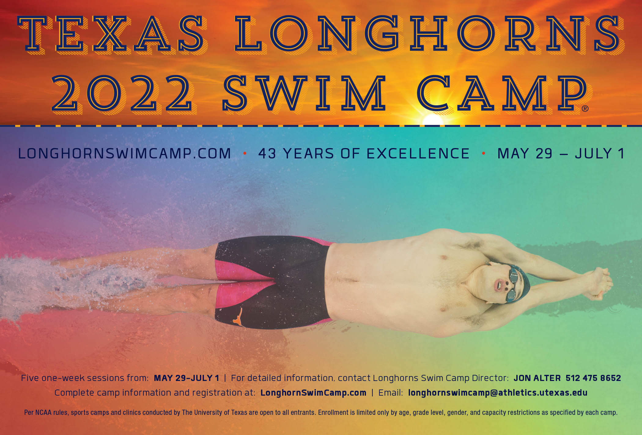 Swim Camp ad 2022 UTexas Longhorns