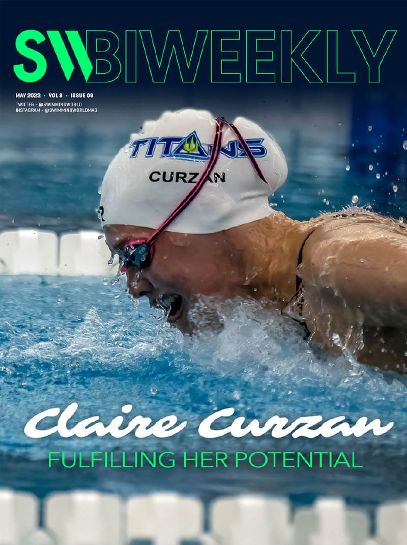 SW Biweekly 5-7-22 - Claire Curzan - Fulfilling Her Potential - COVER