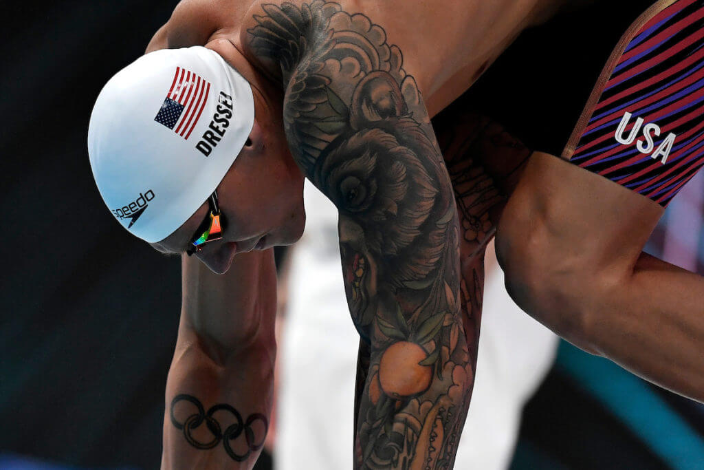 Caeleb Dressel of United States prepares to compete in the 50m Butterfly Men Heats during the FINA 19th World Championships at Duna Arena in Budapest, Hungary, June 18th, 2022. Caeleb Dressed placed 2nd. Photo Andrea Staccioli / Deepbluemedia / Insidefoto