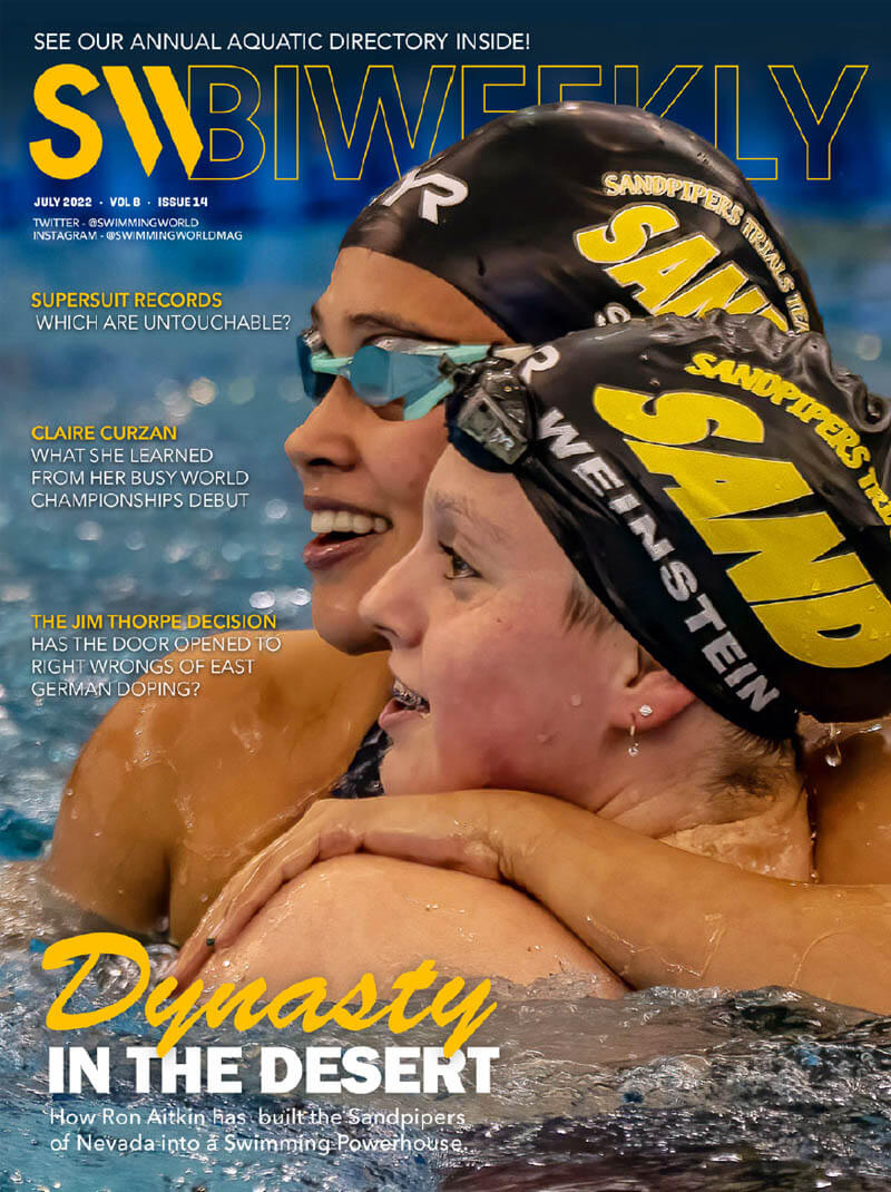 SW Biweekly 7-21-22 - Dynasty In The Desert - How Ron Adkins Built the Sandpipers of Nevada into a Swimming Powerhouse - COVER