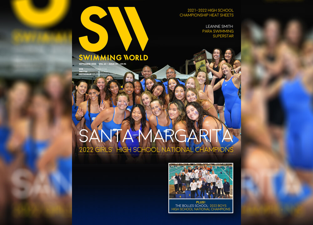 Swimming World September 2022 - Santa Margarita Girls' 2022 High School National Champions - Cover Slider