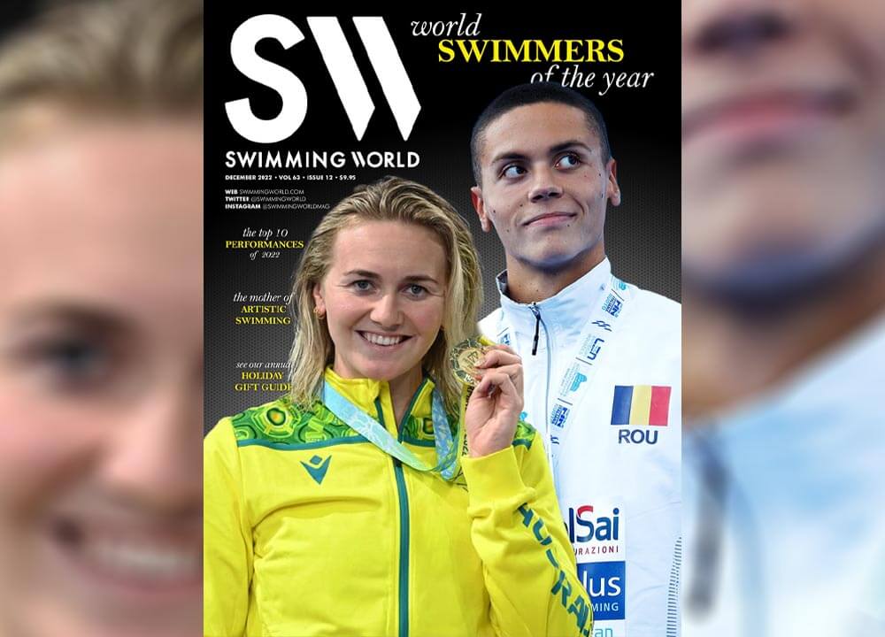 Swimming World December 2022 - 2022 Swimmers of the Year - David Popovici and Ariarne Titmus - SLIDER