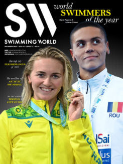 Swimming World December 2022 - World Swimmers of the Year - David Popovici and Ariarne Titmus - COVER