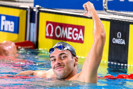 Gregorio Paltrinieri of Italy celebrates after winning the gold medal in the 1500m Freestyle Men Final during the FINA Swimming Short Course World Championships at the Melbourne Sports and Aquatic Centre in Melbourne, Australia, December 13th, 2022. Photo Giorgio Scala / Deepbluemedia / Insidefoto