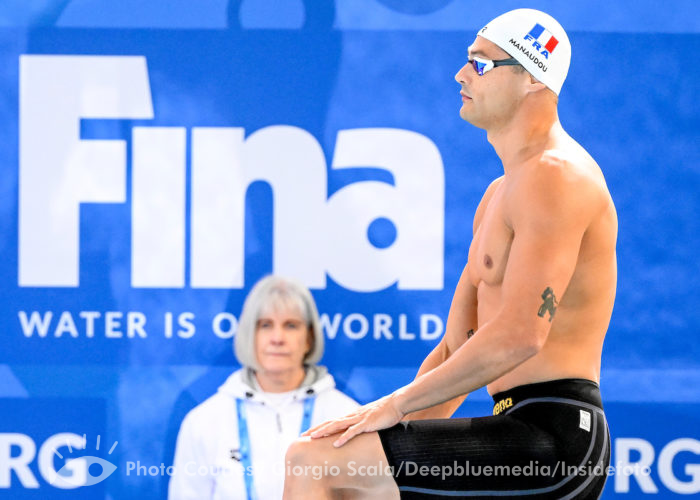 Florent Manaudou of France prepares to compete in the 50m Butterfly Men Semifinal during the FINA Swimming Short Course World Championships at the Melbourne Sports and Aquatic Centre in Melbourne, Australia, December 13th, 2022. Photo Giorgio Scala / Deepbluemedia / Insidefoto