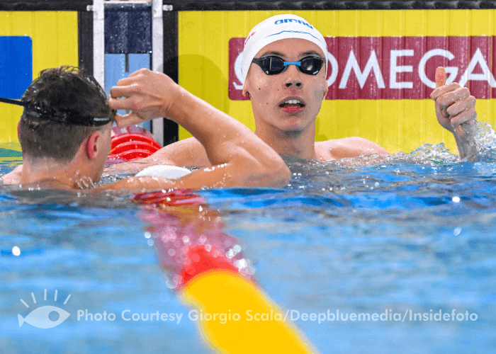 David Popovici of Romania reacts after compete in the 100m Freestyle Men Semifinal during the FINA Swimming Short Course World Championships at the Melbourne Sports and Aquatic Centre in Melbourne, Australia, December 14th, 2022. Photo Giorgio Scala / Deepbluemedia / Insidefoto
