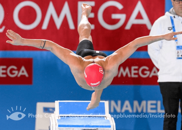 Noe Ponti of Switzerland competes in the 50m Butterfly men Final during the FINA Swimming Short Course World Championships at the Melbourne Sports and Aquatic Centre in Melbourne, Australia, December 14th, 2022. Photo Giorgio Scala / Deepbluemedia / Insidefoto