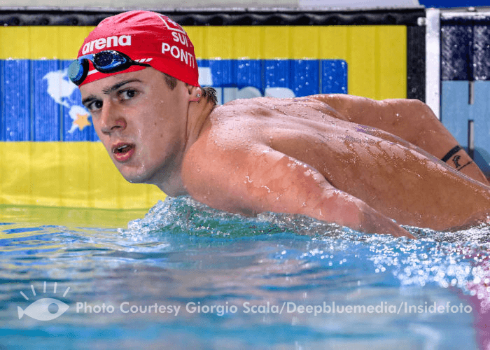 Noe Ponti of Switzerland reacts after compete, winning the silver medal, in the 50m Butterfly men Final during the FINA Swimming Short Course World Championships at the Melbourne Sports and Aquatic Centre in Melbourne, Australia, December 14th, 2022. Photo Giorgio Scala / Deepbluemedia / Insidefoto