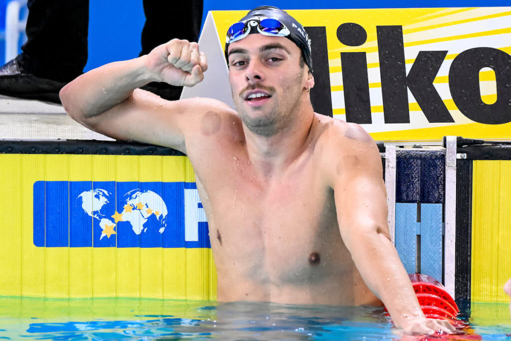 Gregorio Paltrinieri of Italy celebrates after winning the gold medal in the 800m Freestyle Men Final during the FINA Swimming Short Course World Championships at the Melbourne Sports and Aquatic Centre in Melbourne, Australia, December 17th, 2022. Photo Giorgio Scala / Deepbluemedia / Insidefoto