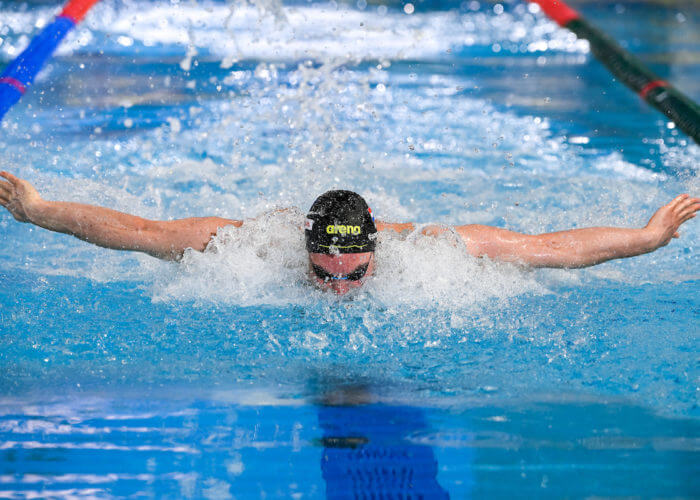 Nyls Korstanje of The Netherlands competes in the 100m Butterfly Men Semifinal during the FINA Swimming Short Course World Championships at the Melbourne Sports and Aquatic Centre in Melbourne, Australia, December 17th, 2022. Photo Giorgio Scala / Deepbluemedia / Insidefoto