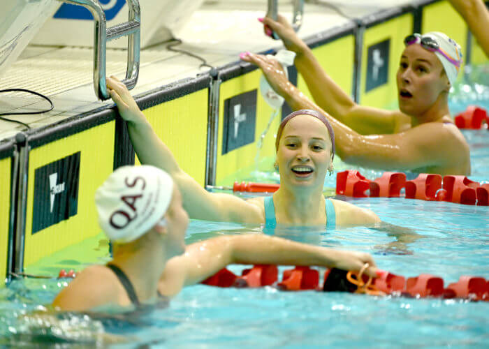 Mollie O smiles after winning W 200free at World Trials