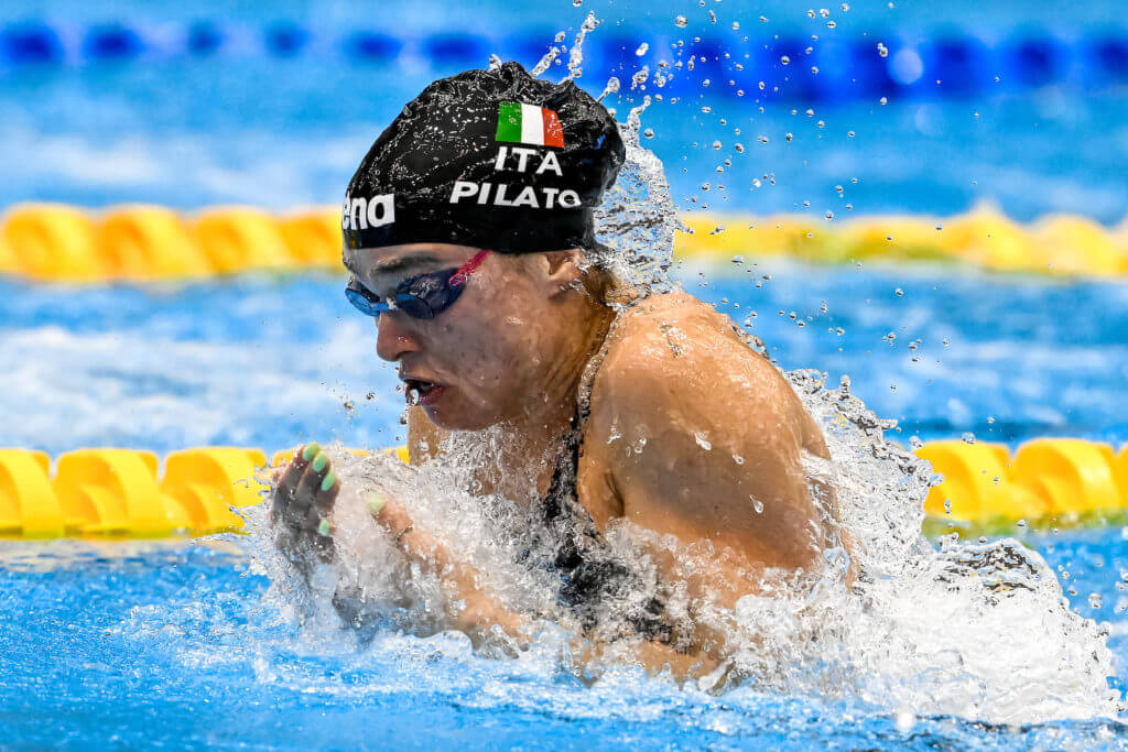 Benedetta Pilato of Italy competes in the 50m Breaststroke Women Semifinal during the 20th World Aquatics Championships at the Marine Messe Hall A in Fukuoka (Japan), July 29th, 2023.