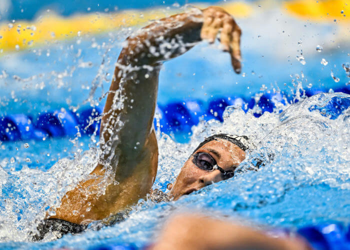 Simona Quadarella of Italy competes in the 800m Freestyle Women Final during the 20th World Aquatics Championships at the Marine Messe Hall A in Fukuoka (Japan), July 29th, 2023.
