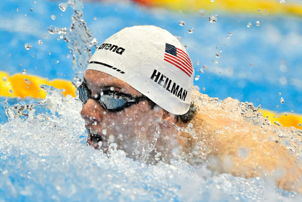 Thomas Heilman of the United States of America competes in the 100m Butterfly Men Heats during the 20th World Aquatics Championships at the Marine Messe Hall A in Fukuoka (Japan), July 28th, 2023.