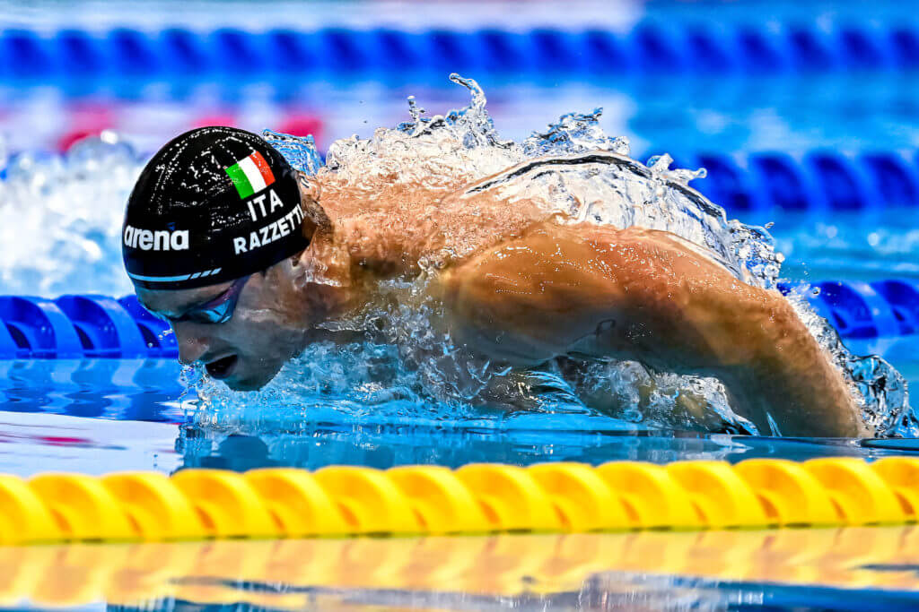 Alberto Razzetti of Italy competes in the 200m Butterfly Men Semifinal during the 20th World Aquatics Championships at the Marine Messe Hall A in Fukuoka (Japan), July 25th, 2023.