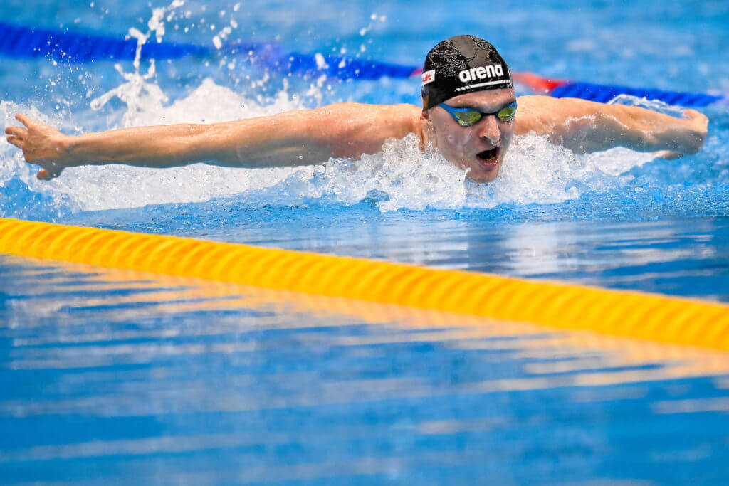 Lewis Clareburt of New Zealand competes in the 200m Individual Medley Men Heats during the 20th World Aquatics Championships at the Marine Messe Hall A in Fukuoka (Japan), July 26th, 2023.