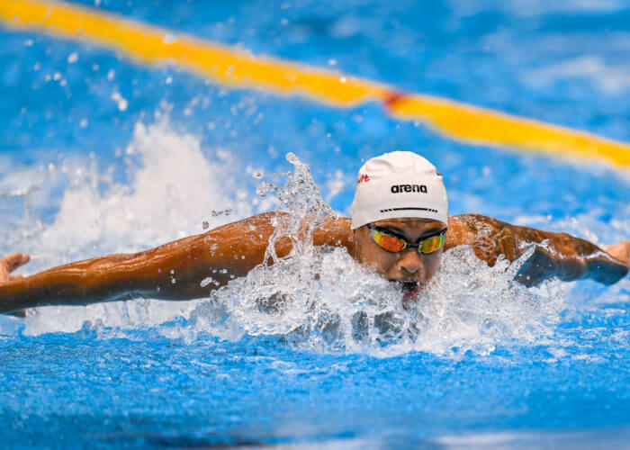 Shaine Casas of the United States of America competes in the 200m Individual Medley Men Heats during the 20th World Aquatics Championships at the Marine Messe Hall A in Fukuoka (Japan), July 26th, 2023.