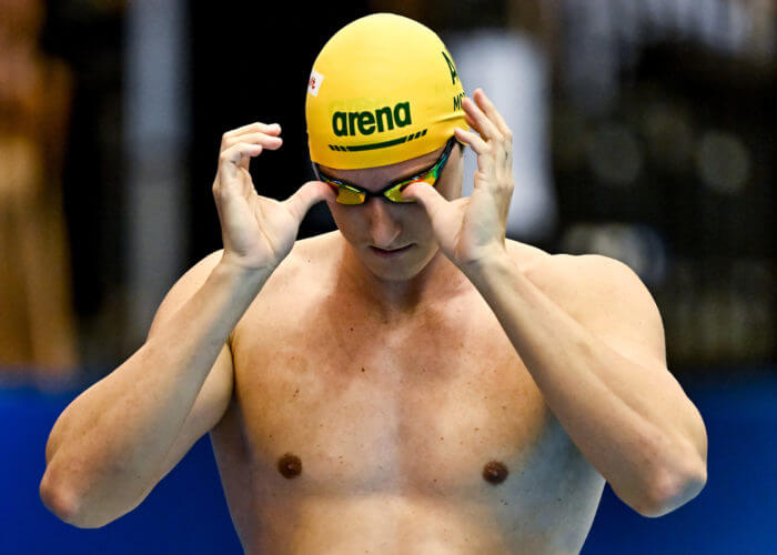 Cameron McEvoy of Australia prepares to compete in the 50m Freestyle Men Semifinal during the 20th World Aquatics Championships at the Marine Messe Hall A in Fukuoka (Japan), July 28th, 2023.