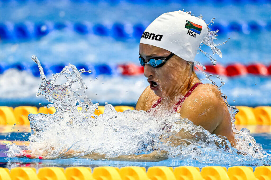 Tatjana Schoenmaker of South Africa competes in the 200m Breaststroke Women Final during the 20th World Aquatics Championships at the Marine Messe Hall A in Fukuoka (Japan), July 28th, 2023.