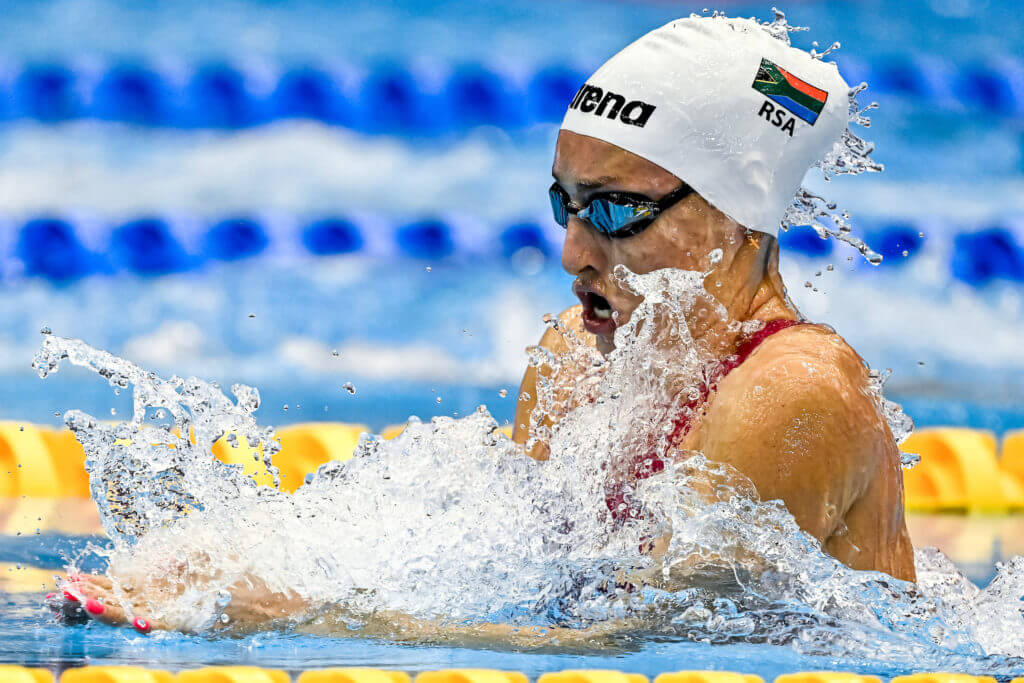 Tatjana Schoenmaker of South Africa competes in the 200m Breaststroke Women Final during the 20th World Aquatics Championships at the Marine Messe Hall A in Fukuoka (Japan), July 28th, 2023.