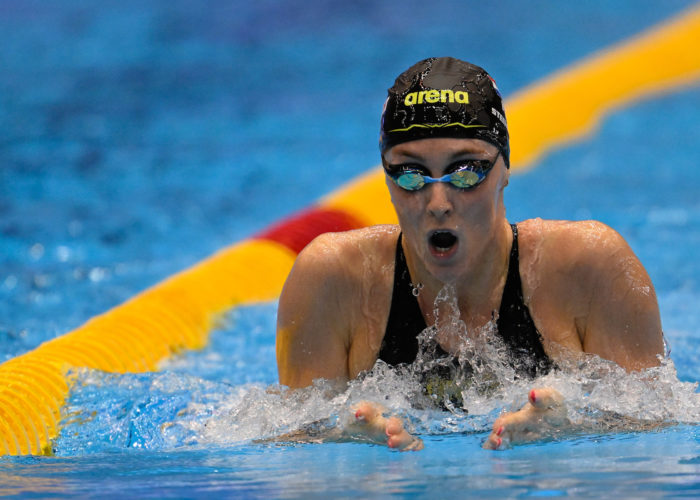 Marrit Steenbergen of the Netherlands competes in the 200m. Individual medley women during the 20th World Aquatics Championships at the Marine Messe Hall A in Fukuoka (Japan), July 23th, 2023.