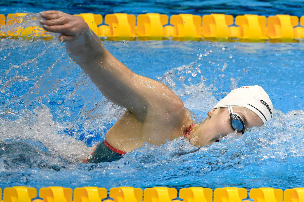 Alex Walsh of United States of America competes in the 200m Individual Medley Women Heats during the 20th World Aquatics Championships at the Marine Messe Hall A in Fukuoka (Japan), July 23rd, 2023. Kaylee Mckeown placed 2nd. Alex Walsh placed 4th.