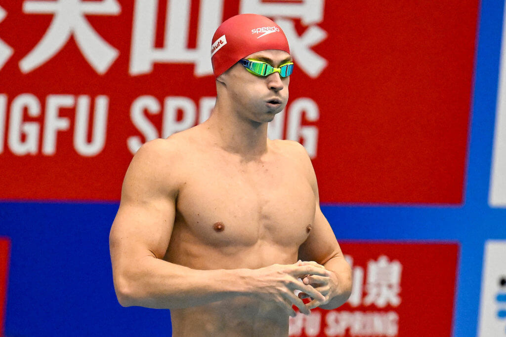 Ben Proud of Great Britain competes in the 50m Butterfly Men Heats during the 20th World Aquatics Championships at the Marine Messe Hall A in Fukuoka (Japan), July 23rd, 2023. Benjamin Proud placed 9th.