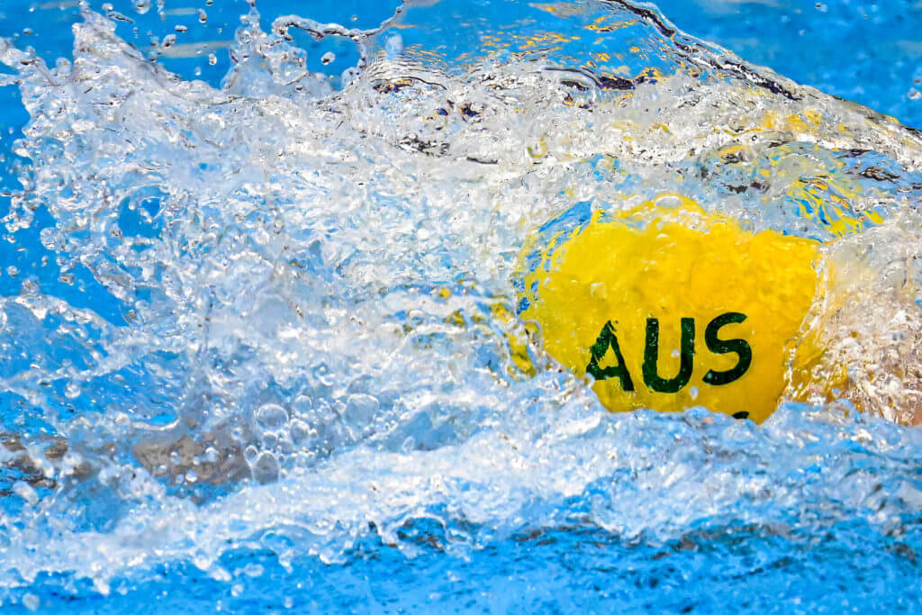 Ariarne Titmus of Australia competes in the 400m Freestyle Women Heats during the 20th World Aquatics Championships at the Marine Messe Hall A in Fukuoka (Japan), July 23rd, 2023. Ariarne Titmus placed 2nd.
