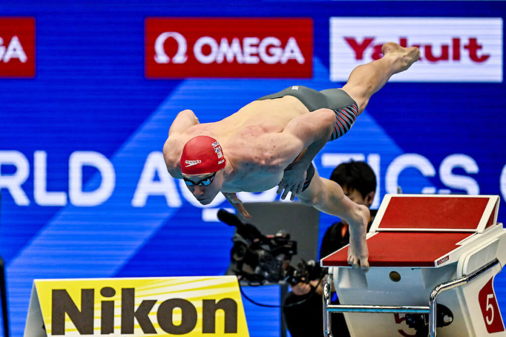 Tom Dean of Great Britain competes in the Men's Freestyle 200m Heats during the 20th World Aquatics Championships at the Marine Messe Hall A in Fukuoka (Japan), July 24th, 2023.