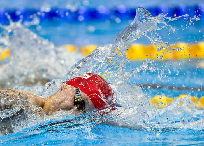 Matt Richards of Great Britain competes in the Men's Freestyle 200m Heats during the 20th World Aquatics Championships at the Marine Messe Hall A in Fukuoka (Japan), July 24th, 2023.