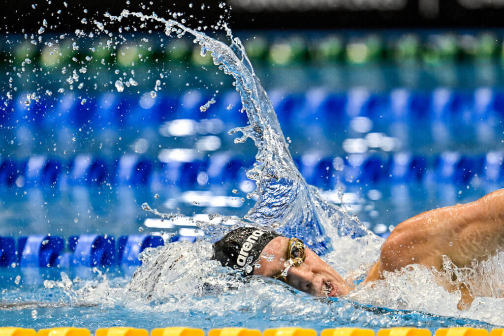 Daniel Wiffen of Ireland competes in the 800m Freestyle Men Heats during the 20th World Aquatics Championships at the Marine Messe Hall A in Fukuoka (Japan), July 25th, 2023.