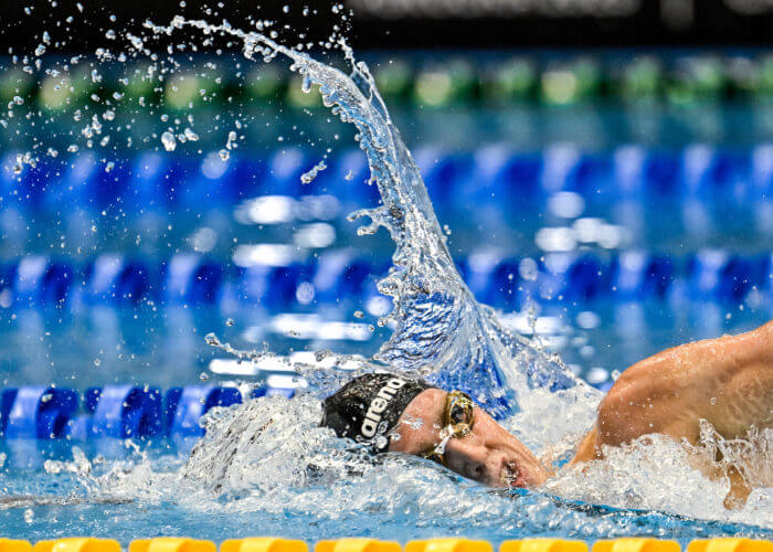 Daniel Wiffen of Ireland competes in the 800m Freestyle Men Heats during the 20th World Aquatics Championships at the Marine Messe Hall A in Fukuoka (Japan), July 25th, 2023.