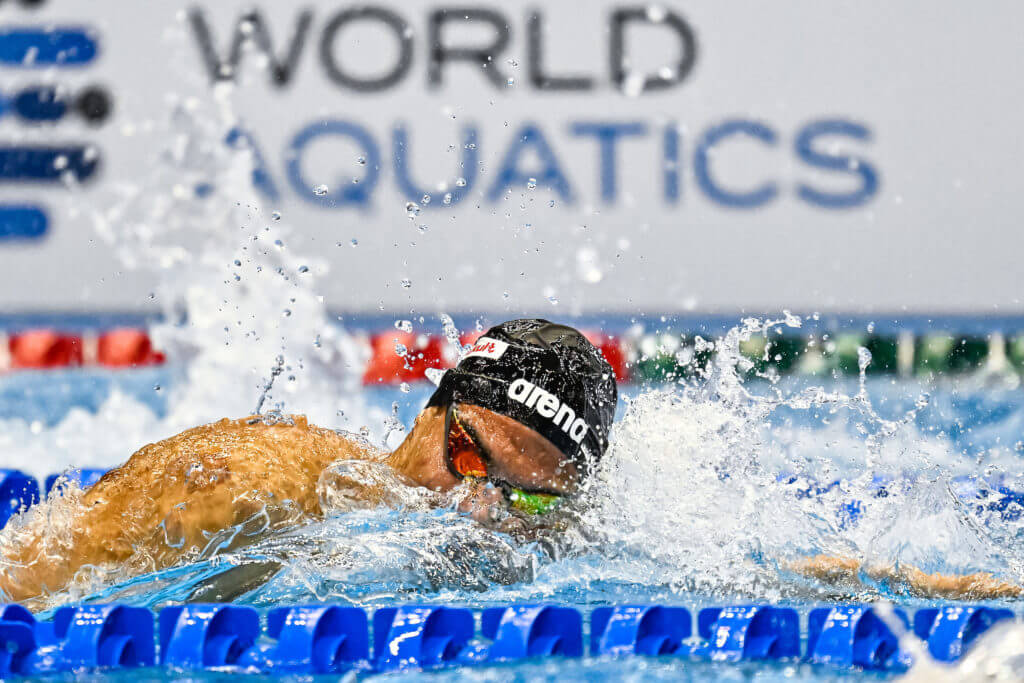 Luca De Tullio of Italy competes in the 800m Freestyle Men Heats during the 20th World Aquatics Championships at the Marine Messe Hall A in Fukuoka (Japan), July 25th, 2023.