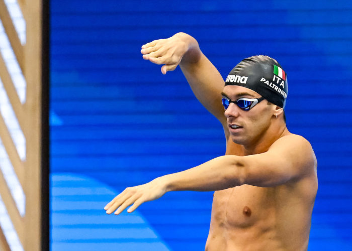 Gregorio Paltrinieri of Italy prepares to compete in the 800m Freestyle Men Final during the 20th World Aquatics Championships at the Marine Messe Hall A in Fukuoka (Japan), July 26th, 2023.