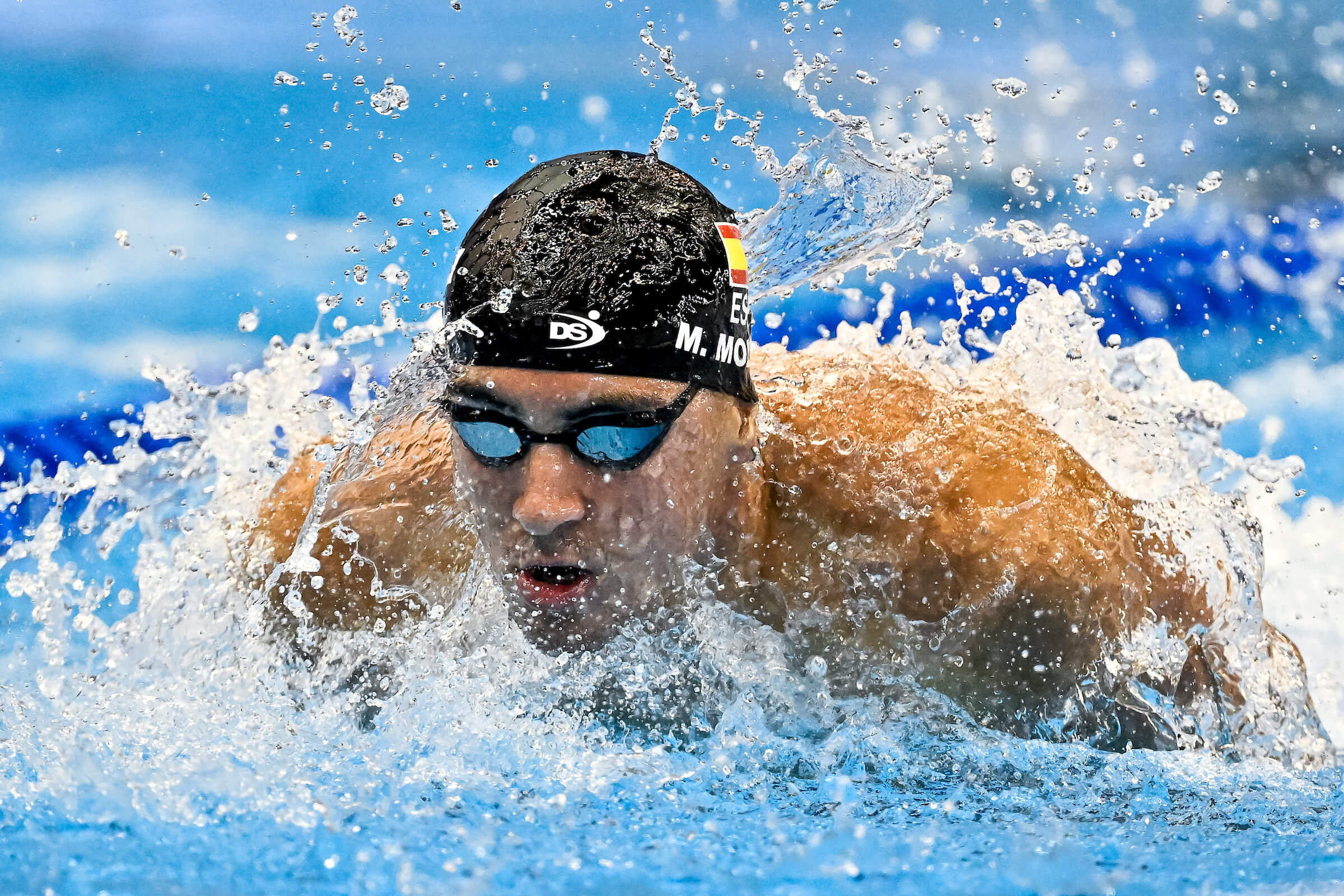 Mario Molla Yanes of Spain competes in the 100m Butterfly Men Heats during the 20th World Aquatics Championships at the Marine Messe Hall A in Fukuoka (Japan), July 28th, 2023.