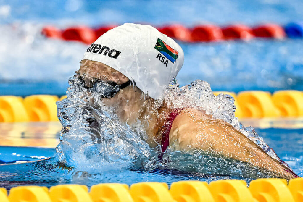 Tatjana Schoenmaker of South Africa competes in the 200m Breaststroke Women Final during the 20th World Aquatics Championships at the Marine Messe Hall A in Fukuoka (Japan), July 28th, 2023.