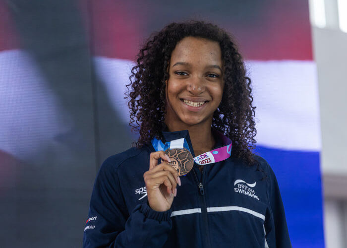 Women 50m Freestyle Medal ceremony