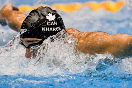 Ilya Kharun of Canada competes in the 200m Butterfly Men Heats during the 20th World Aquatics Championships at the Marine Messe Hall A in Fukuoka (Japan), July 25th, 2023.