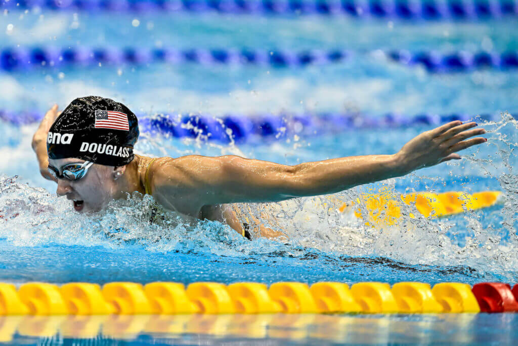 Kate Douglass of United States of America competes in the Women's Medley 200m Semifinal during the 20th World Aquatics Championships at the Marine Messe Hall A in Fukuoka (Japan), July 23rd, 2023.