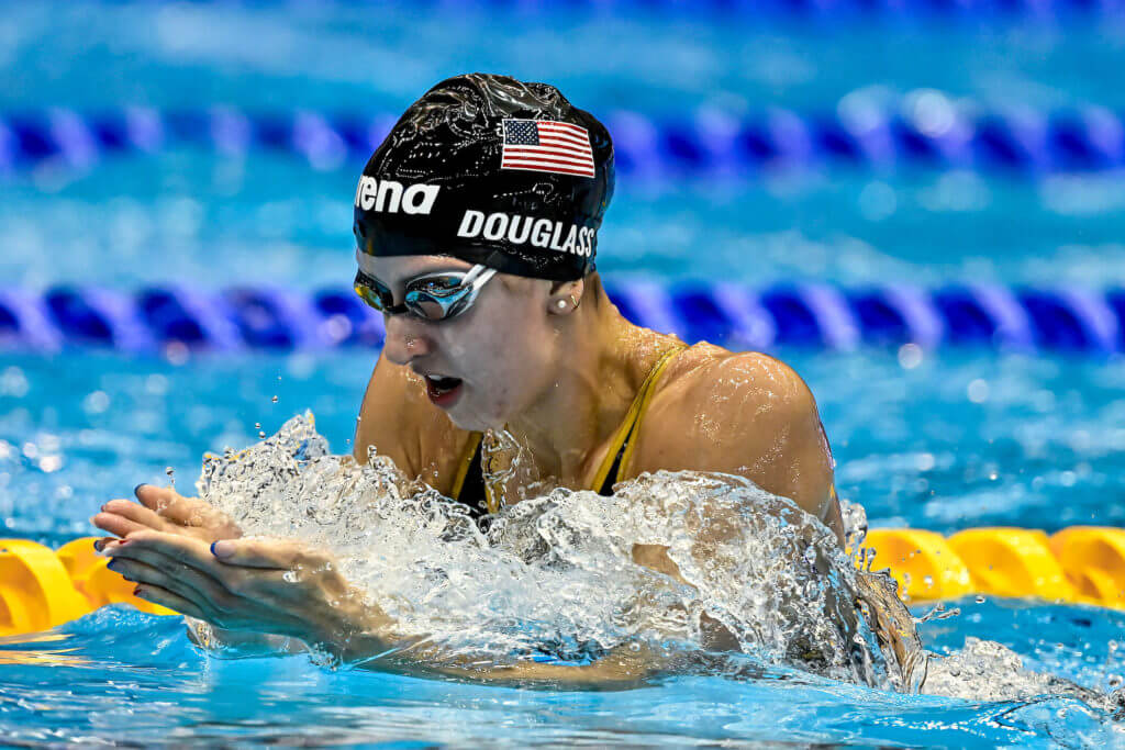 Kate Douglass of United States of America competes in the Women's Medley 200m Semifinal during the 20th World Aquatics Championships at the Marine Messe Hall A in Fukuoka (Japan), July 23rd, 2023.