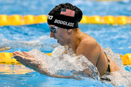 tyr-Kate Douglass of United States of America competes in the 200m Breaststroke Women Final during the 20th World Aquatics Championships at the Marine Messe Hall A in Fukuoka (Japan), July 28th, 2023. Kate Douglass placed second winning the silver medal.