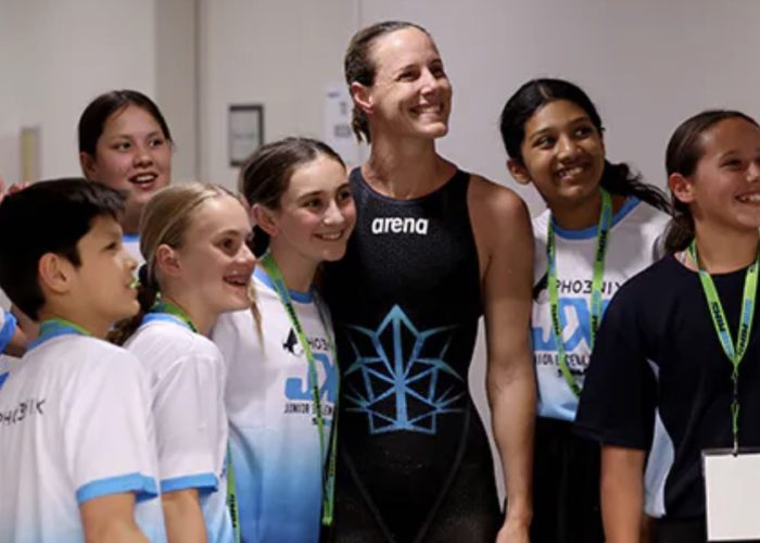 Bronte Campbell with kids 2023 Aust SC