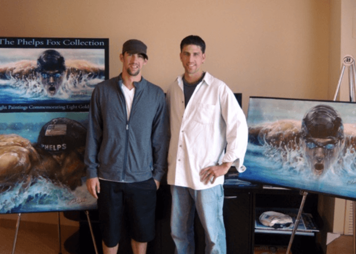 Michael Phelps and artist Brian Fox