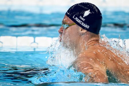 Leon Marchand of France competes in the swimming 200m Breaststroke Men semifinal during the Paris 2024 Olympic Games at La Defense Arena in Paris (France), July 30, 2024.