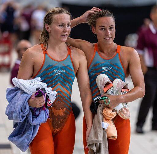 Ariarne Titmus and Brianna Throssell at QLD States Photo Wade J Brennan Photography