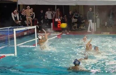 Stanford Goalie Wes Temkin blocks UCLA's Chase Dodd's shot